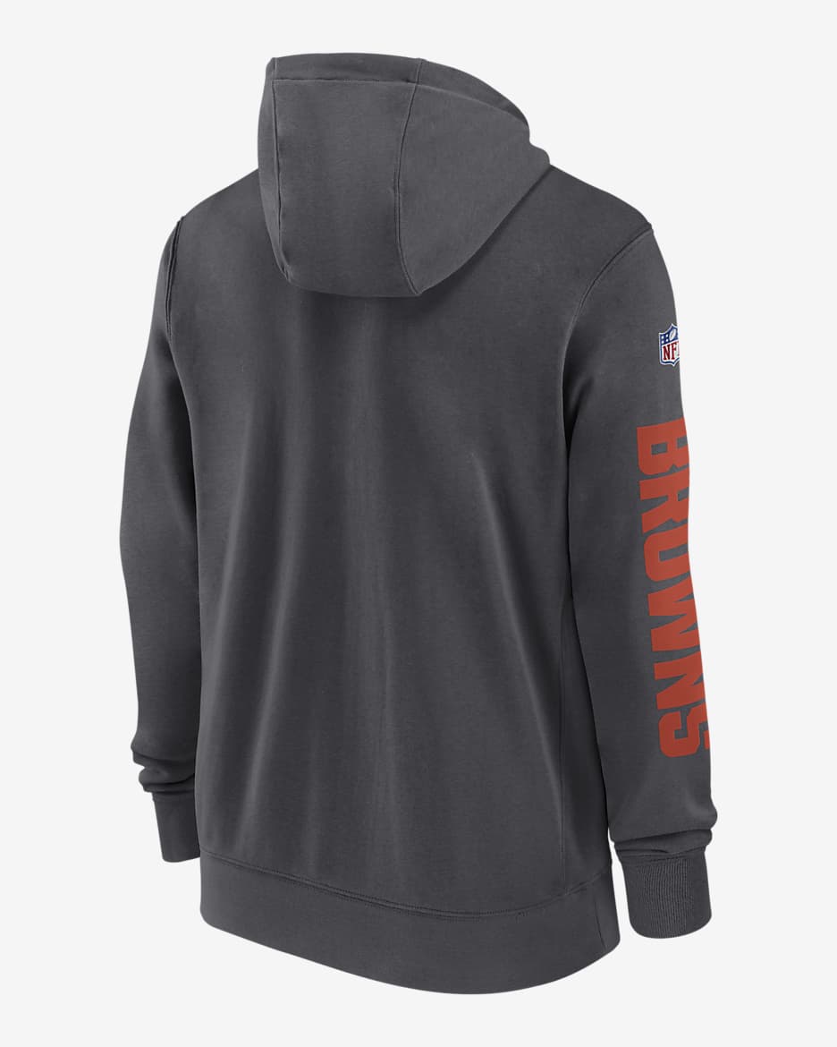 Nike Men s Anthracite Cleveland Browns 2024 Sideline Club Full Zip Hoodie